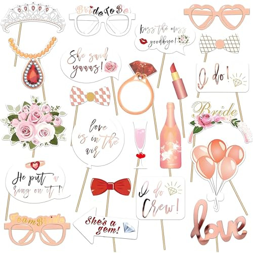 23 Stück JGA Accessoires Photo Props – Junggesellenabschied Deko Set, JGA Spiele und Partygestaltung, Perfekt für Junggesellinnenabschied-Feiern