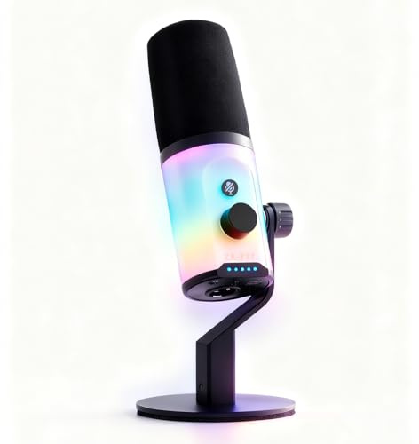 Dynamic RGB Gaming Mikrofon, RGB Mikrofon für Streaming, Podcasting, Streaming und Aufnahme, Stummschaltung/Echo, Rauschunterdrückungsfunktion, kompatibel mit PS4/5, Mac, PC,