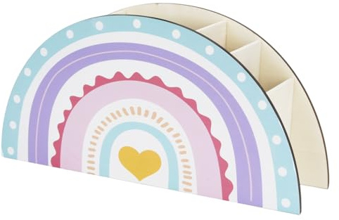 Regenbogen Stiftehalter,Schreibtisch Organizer,Kinder Stifte Organizer Holz | Regenbogen Schreibtisch Organizers mit 5 Fächern für Home Office Klassenzimmer Organisation