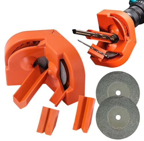 Multi-function Drill Bit Sharpener for Grinder With 2 Grinding Sharpeners Wheels, 2026 New Portable Drill Bit Sharpener for HSS Masonry Carbide Cobalt Metal Drill Bits (Orange)