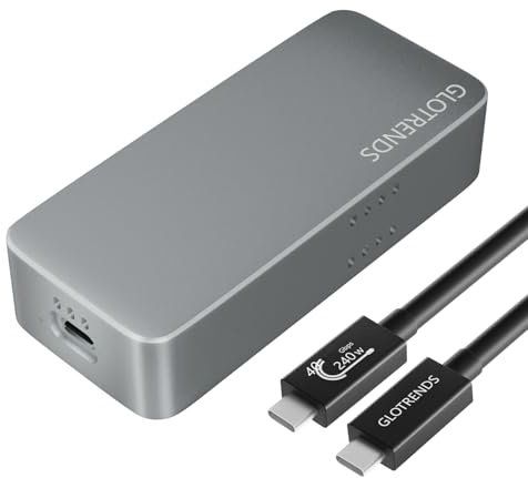 GLOTRENDS EM6007 Carcasa SSD M.2 NVMe de 40Gbps, Compatible con Thunderbolt 5/4/3/USB4 y USB 3.2(10Gbps)/3.1/3.0/2.0, hasta 3.000 MB/s con Bus PCIe 3.0 x4, Soporta SSD de 8TB