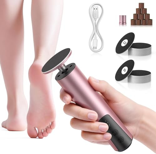 Electric Foot File Hard Skin Remover, 2-in-1 Rechargeable Electric Foot Callus Remover Nail Grinder Speed Adjustable, Pedicure Sets for Dry Dead Skin Cracked Heels Calluses