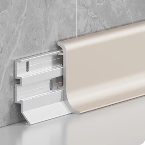 Lot de 2 garnitures de plinthe en aluminium - 125 cm - 4/6/7 cm de hauteur - Design perforé pour cuisine, salon, couloir - Café au lait - 7 cm x 125 cm