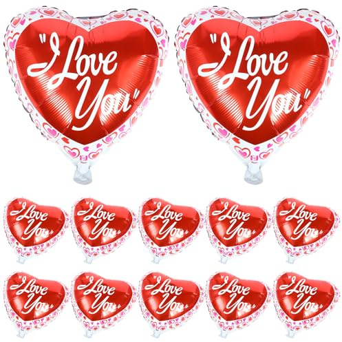 BESTonZON 25 Stück Herz Folienballons aus Aluminium Rote Liebe Luftballons für Hochzeit Valentinstag Partydekoration und Fotorequisite