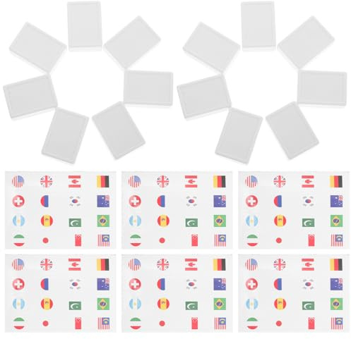 TOYANDONA 65 pièces Set de Mahjong avec Autocollants Drapeaux du Monde Jeu Éducatif Plastique pour Familles et Pique- de Printemps