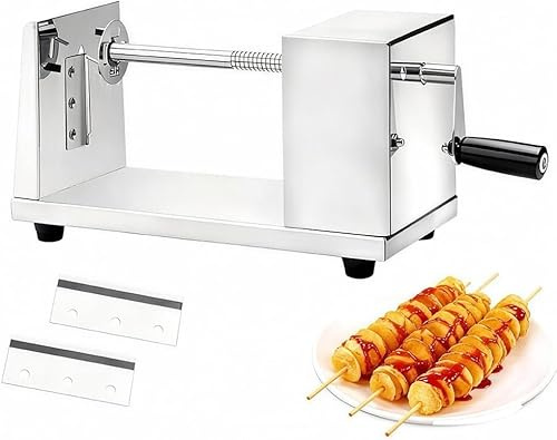 Spiralschneider Edelstahl, Spiralschneider Kartoffelschneider Kartoffel Twister, Spirale Edelstahl Kartoffel Geeignet für Obst Kartoffeln Tornado Chips Gurken Karotten Pommes Frites