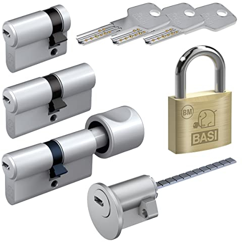 BASI | BM Schließzylinder | gleichschließend und frei kombinierbar | Viele Längen verfügbar | Wendeschlüssel | Profilzylinder für Haus und Wohnung | Doppelzylinder N+G A:40 mm B:40 mm