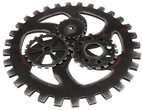 Sharplace Industrial Style Holz Zahnrad Ornament Vintage Steampunk Hängende Verzierung Haus Bar Wand Dekoration - 40cm