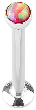 Piercingfaktor Universal Piercing Stab Stecker für Madonna Lippenpiercing Lippe Ohr Tragus Helix Stud Cartilage Opal Kopf 8mm Rot