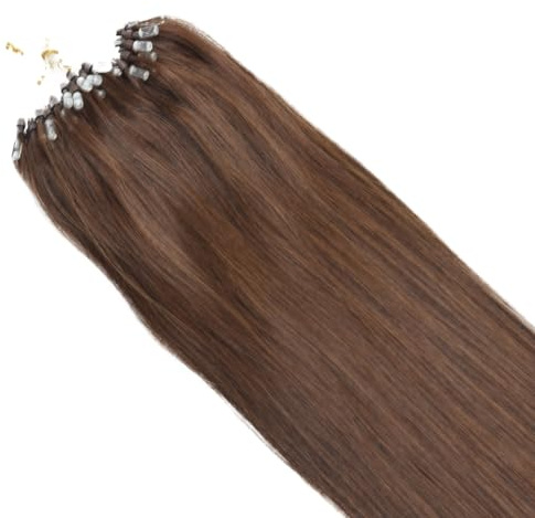 Happyqueen 100s-80g-16 18 20 22 Micro Loop Ring Remy Human Hair Extensions-Grade AAA (#4 Chocolate Brown, 20)