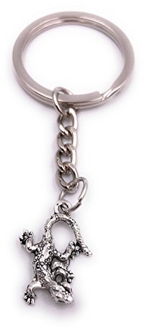 H-Customs Gecko Salamander Lurch Schlüsselanhänger Anhänger Silber aus Metall