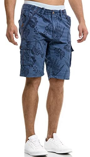 Indicode Herren Albert Cargo Shorts Hawaii | Kurze Hose Bermuda Cargoshorts für Männer Vintage, XL