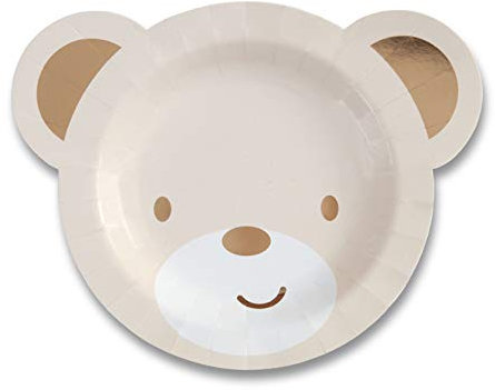 Hatton Gate Teddy Bear Shaped Paper Party Plates 8 Plates per Pack