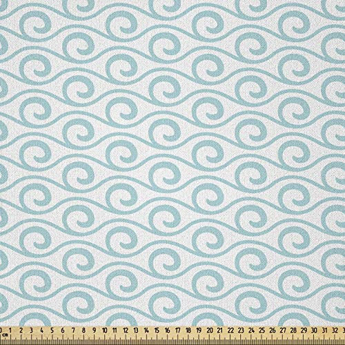 ABAKUHAUS Winkel Stoff als Meterware, Classic Compact Zigzags, Microfaser Stoff für Dekoratives Basteln, 1M (230x100cm), Hellblau Weiß