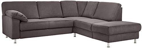 Cavadore Ecksofa Belfast mit Ottomane rechts / Polsterecke mit Federkern / inkl. Vorziehsitz und Bettkasten / 243 x 88 x 218 / Mikrofaser Grau