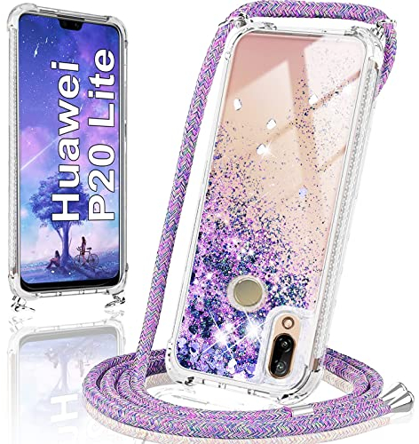 ToDo eu Handyhülle Case Flüssig Bewegende Treibsand Glitter mit Huawei P20 Lite Liquid Cover - Handykette Handy Hülle mit Kordel Umhängen -Handy/Band Halsband Lanyard/Halsband Necklace