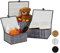 Relaxdays Aufbewahrungskorb 3er Set, mit Deckel & Stoffeinsatz, Bambuskorb, dekorative Aufbewahrungsbox, 3 Größen, grau, 15 x 33 x 25,5 cm