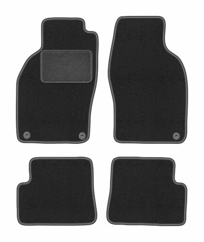 Velours-Fußmatten passend für Saab 9-3 I 1998-2003, Graphit, LUX, passgenau | passend für Cabrio; Velours-Teppich (Polypropylen), ca. 6,5 mm; rutschfest, runde Befestigungen (Typ OP)