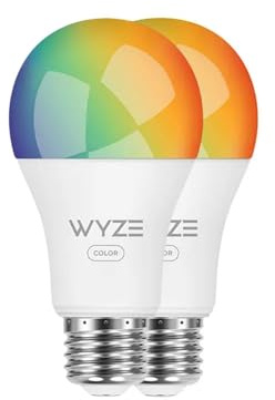 Wyze Bulb Color, 1100 Lumen WiFi RGB and Tunable White A19 Smart Bulb, Works with Alexa and Google Assistant, Two-Pack