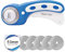 Headley Tools Taglierina rotante da 45 mm con 5 lame rotanti extra, taglierina ergonomica con blocco di sicurezza per tessuti, cucito, trapuntatura, stoffa, carta, pelle, artigianato, tessuto (blu