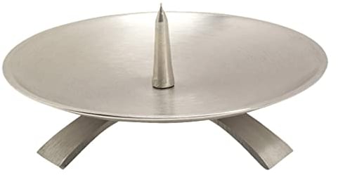NKlaus Dreifußleuchter Ø13,0cm mit Dorn Gross Messing vernickelt Kerzenleuchter matt 10715