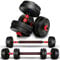 RE:SPORT Ensemble d’haltères 2 en 1 15 kg, réglables, haltères courts et longs, fermeture en étoile et tube de raccordement