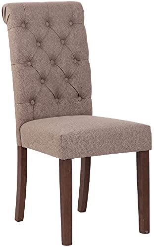 CLP Esszimmerstuhl Lisburn I Samt I Stoff I Polsterstuhl Gesteppt Chesterfield Design, Farbe:Taupe, Material:Stoff