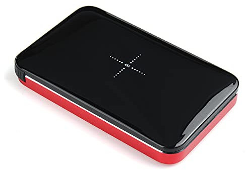 KINGDUO 20000Mah Qi Cargador Inalámbrico Led Pantalla Mini Power Bank Carga Rápida - Rojo