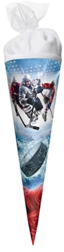 ROTH Geschenk-Schultüte klein Eishockey 35 cm - rund Tüllverschluss - Zuckertüte Schulanfang