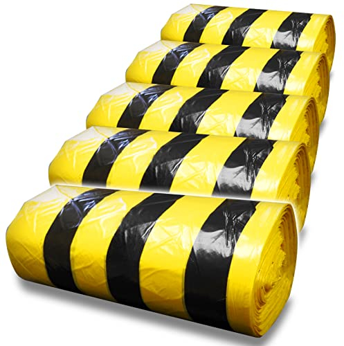 RE-GEN Biohazard Clinical Waste Disposal Tiger Stripe Sacks Bags (5 Rolls, 250 Individual Bags) Size 72x87cm, 70Litre