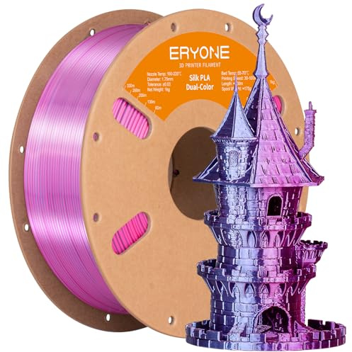 ERYONE Silk PLA Filament 1.75 mm, 3D Drucker Filament PLA Silk,+/- 0.03 mm,Seidiges Mehrfarbiges PLA-Filament,1 kg/Spule,Dual Seiden PLA，Rose Red & Light Blue