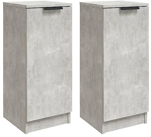 vidaXL 2X Sideboard Kommode Anrichte Schrank Beistellschrank Mehrzweckschrank Standschrank Wohnzimmer Betongrau 30x30x70cm Holzwerkstoff