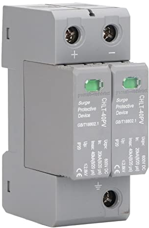 600V Protección Contra Sobretensiones Fotovoltaicas, Fácil Instalación con Montaje en Carril 2P, Alta Conductividad Eléctrica, Dispositivo Doméstico Protección Contra Sobretensiones (20-40KA)