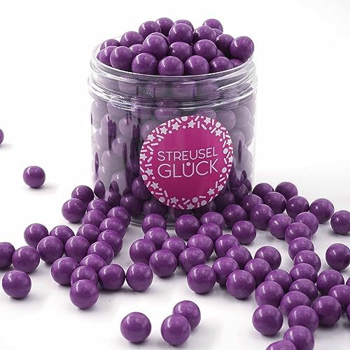 STREUSEL GLÜCK Streusel Tortendeko Schokokugeln lila 180g - Zuckerstreusel Geburtstag Kuchendeko Weihnachten Schokoperlen - Sprinkles Deko Plätzchen Torte Kuchen Cupcakes - essbare Streudeko