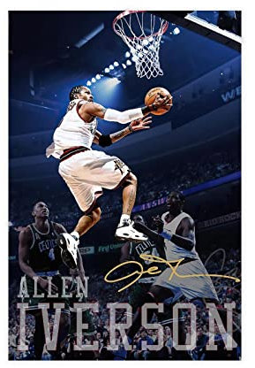 ZAPORA Allen Iverson Poster Basketballspieler Sport Kunst Leinwand Poster Wandkunst Dekor Druck Bild Gemälde für Wohnzimmer Schlafzimmer Dekoration ungerahmt 30 x 45 cm