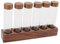 Tubes de Stockage de Grains de café à Dose Unique, 6PCS ou 12PCS Cave à Grains de café, flacons de Dosage en Verre avec couvercles, présentoir en Bois et Entonnoir (Une rangée de
