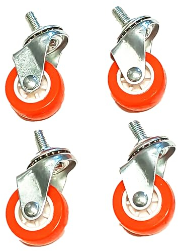Set 4 Pezzi Ruota 40 mm Per Mobile con Perno Filettato, M8 * 15mm, con rotazione di 360 gradi -Colore: Rosso