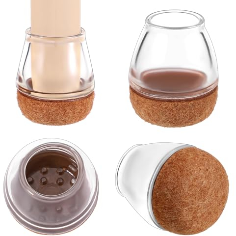 24 Stück Stuhlbeinkappen Rund, Stuhlbeinschoner Stuhlgleiter Transparent Silikon Bodenschoner Filzgleiter für Stühle Tisch Möbel (20-29mm)