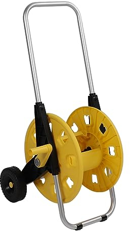 Gartenschlauchaufroller, Robuste Gartenschlauchaufroller für Den Außenbereich, Schlauchaufroller mit Rädern, 60 M Schlauchkapazität, Manueller, Tragbarer Schlauchhalter mit Push-Funktion für Garten, H