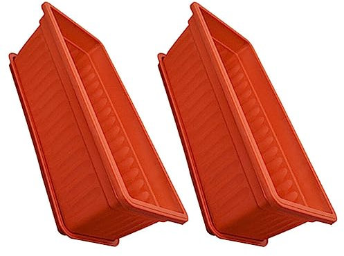 Happyyami Blumenkasten-Pflanzgefäß 2 Stück Blumenfensterkasten Rechteckig Kunststoff-Gemüsepflanzgefäße Mit Untertassen Für Fensterbank Terrasse Garten Balkon Veranda Rot