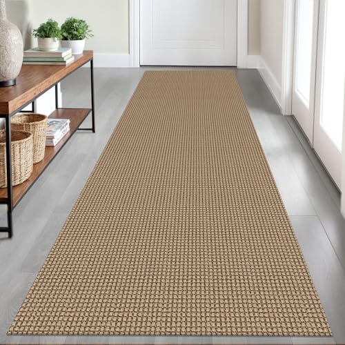 Ivissy Geflochtener Läufer, 7,8 x 2,4 m, waschbar, Läufer für Flur, Küche, Schlafzimmer, mit Gummirückseite, Baumwollläufer für Eingangsbereich, Flur, Küche, Schlafzimmer, Natur