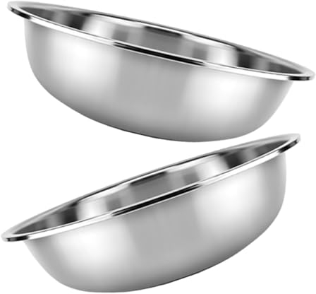 2pcs Large Stainless Steel Mixing Bowl Multi-Purpose Kitchen Basin for Vegetable Washing and Salad Preparation Smooth Edges Easy to Clean Space-Saving Design
