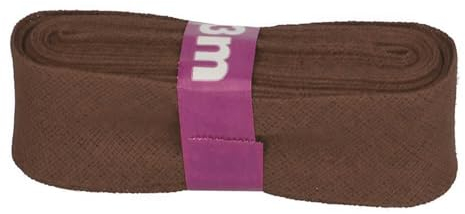 Schrägband 3m x 20mm Baumwolle gefalzt 60 Farben Einfassband Saumband, Farbe:800953 braun