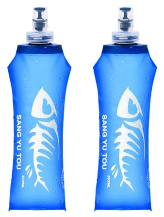 2 Gourde Souple Flasque Running, Soft Flask 500ml, Bouteille d'eau Gourde Sport Pliable Poche Hydratation, Réservoir d'eau Flacon pour Sports de Plein Air, Randonnée, Cyclisme, Camping, Jogging