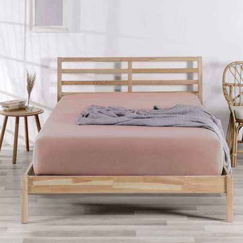 Nordqueen Spannbettlaken Baumwolle 100% Spannbetttücher Bettlaken Jersey, Matratzenhöhe bis 25 cm, (Pulverfarbe, 180X200 cm)