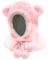 JFAN Wintermütze Kinder Warm Schalmütze mit Fleecefutter Plüsch Beanie Bär Mütze Schal 2 in 1 Mit Bommel-Kordelzug für Jungen Mädchen Rosa