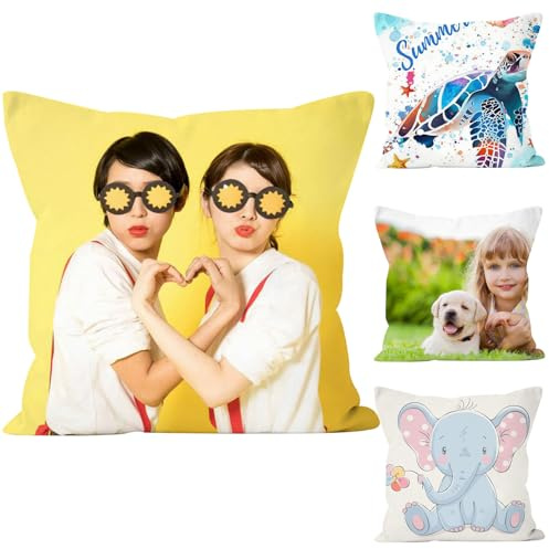 Qiqumax Personalisiertes Kissen Mit Foto Name, Kissenbezug 40x40 Doppelseitig Bedruckte Kissen Mit Foto Text Kein Füllstoff, Personalisiertes Kissen Foto (40 x 40 cm)