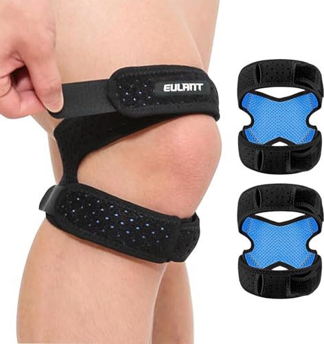 EULANT Rodilleras Adjustable 1 Par, Correa de Soporte del Tendón Rotuliano,Cinta Rotuliana, Rodilleras Deportivas Compresión para Correr Saltar Tenis Gym Voleibol Artritis Tendinitis