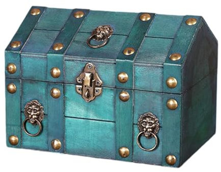 Baoblaze Piraten, Schmuck-Aufbewahrungsbox, Holz, kreativ für Frauen, einzigartiges antikes Design, handgefertigte Truhe, dekorative, GRÜN