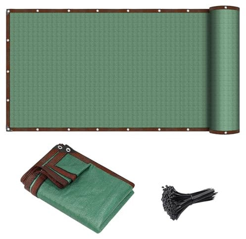 Dyserbuy 2mx10m Garden Privacy Netting, Garden Fence Screening 90% HDPE Outdoor Shading Net, Tear-Resistant Windbreak Fencing with Holes and Cable Ties, Green
